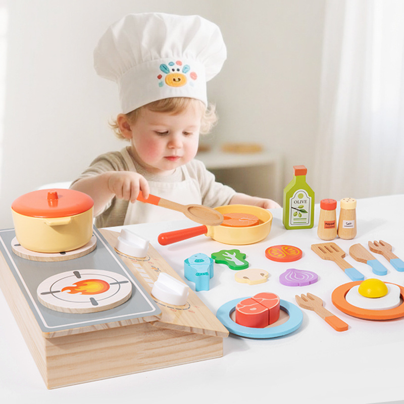 Kitchen Appliances For Kids - モンテッソーリ早期教育木製子供用シミュレーションキッチンごっこ遊び野菜肉ご飯炊き器セットツール付き女の子向けおもちゃ
