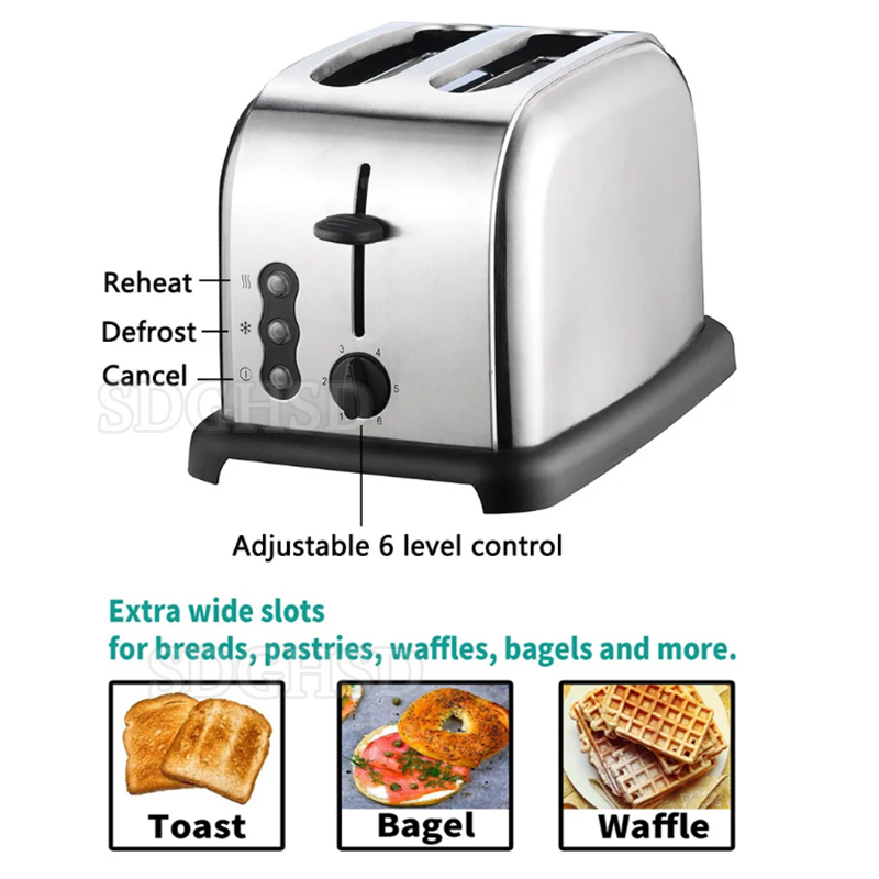 Toaster 4 Slice - 4枚焼き家庭用電気トースター、幅広スロット、可変電子制御、ステンレス製
