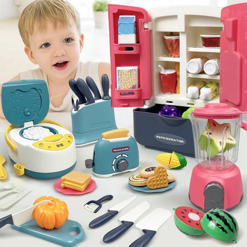 Kitchen Appliances For Kids - 面白い多色クッキングプレイセットプラスチック製電子レンジベーキングプレイセットガスストーブシミュレーションデザインままごとキッチンギフト