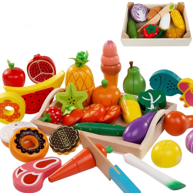 Kitchen Appliances For Kids - DIY かわいい木製切断果物野菜ごっこ遊びおもちゃセットキッチン食品調理コスプレ女の子子供子供知育玩具ギフト