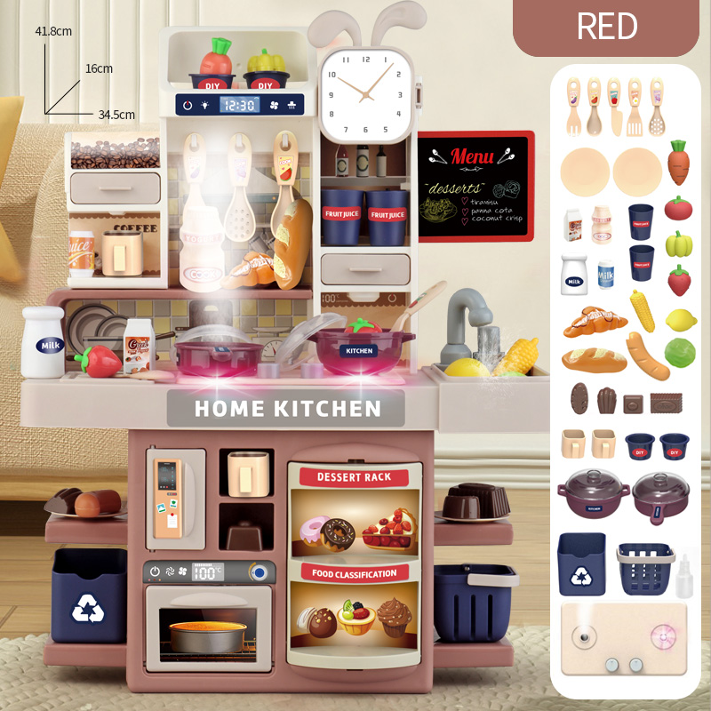 Kitchen Appliances For Kids - 子供のための大きなサイズのキッチンおもちゃ、プレイホームキッチン用品セット、シミュレーションサウンドスプレー、食品のおもちゃ、女の子のための誕生日プレゼント、41cm