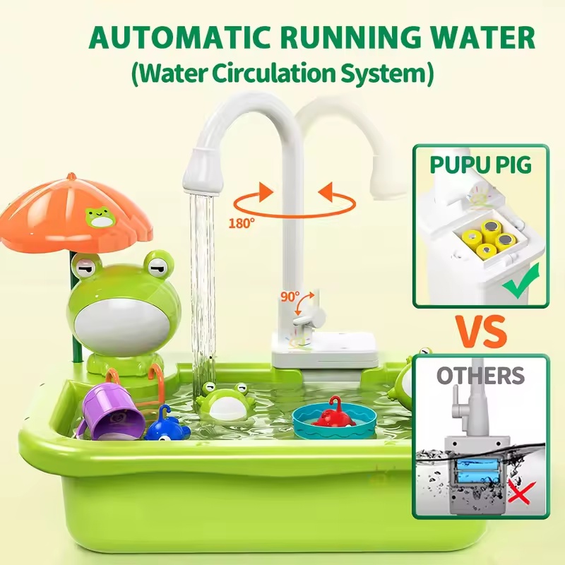 新しい子供用キッチンシンク電動食器洗い機、水が流れるおもちゃ - Kitchen Appliances For Kids のレビューと価格