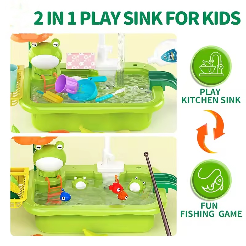 新しい子供用キッチンシンク電動食器洗い機、水が流れるおもちゃ - Kitchen Appliances For Kids のレビューと価格