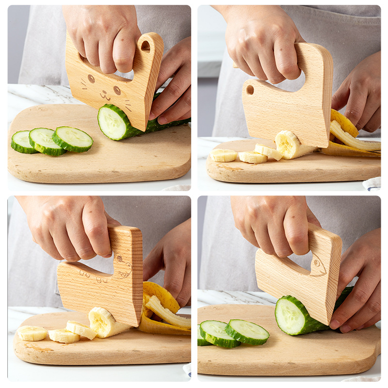 木製子供ナイフ調理用かわいい魚恐竜形状キッチンおもちゃ野菜フ - Kitchen Appliances For Kids のレビューと価格
