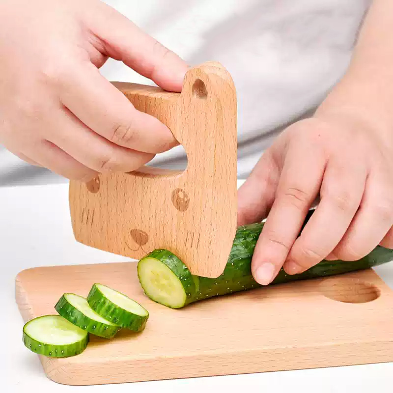 木製子供ナイフ調理用かわいい魚恐竜形状キッチンおもちゃ野菜フ - Kitchen Appliances For Kids のレビューと価格