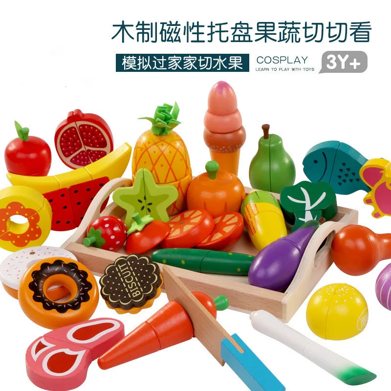 DIY かわいい木製切断果物野菜ごっこ遊びおもちゃセットキッ - Kitchen Appliances For Kids のレビューと価格